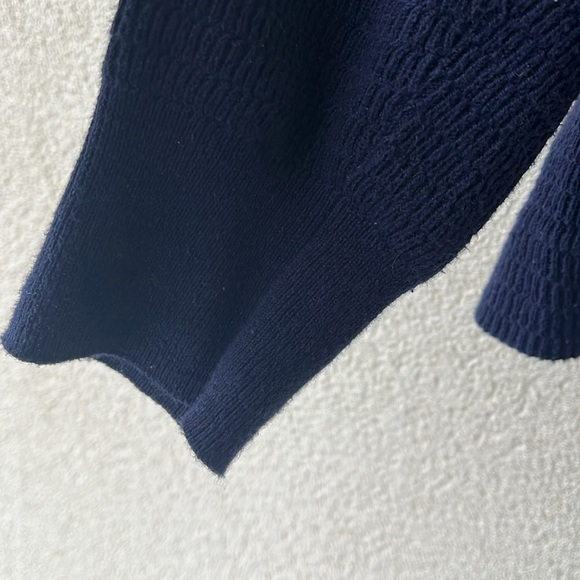 J.Crew Navy Blue Textured Lightweight Crewneck Cotton Sweater - Picture 4 of 4